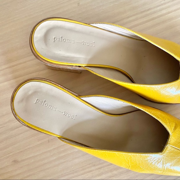 Paloma wool yellow leather galapago mules blogger loq byfar everlane - Picture 2 of 5